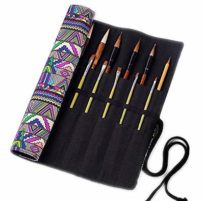 BUSOHA Roll Up Paint Brush Holder Artist Canvas Roll Pouch Bag Makeup  Brushes Ca