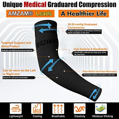 Compression Arm Sleeve for Unisex, 20-30mmhg without Silicone, Single Black  L 