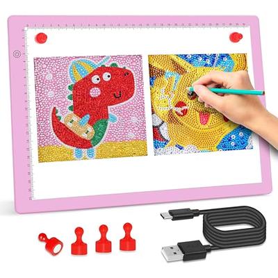 Rechargeable A4 LED Light Pad with Padded Case, YINGWOND Tracing Light Box  w/Riser Stands and Paper Clip, 6 Levels of Brightness, Type-c Cable