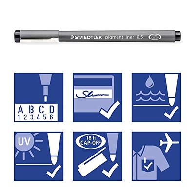  STAEDTLER Pigment Liner Fineliner Pens with Assorted Line  Width - Black (Set of 8) : Office Products