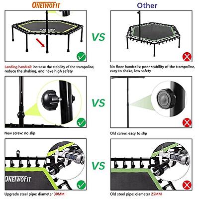 48'' Fitness Trampoline with Adjustable Handle Bar, Silent Trampoline  Bungee Rebounder Jumping Cardio Trainer Workout for Adults - Max Limit 330  lbs