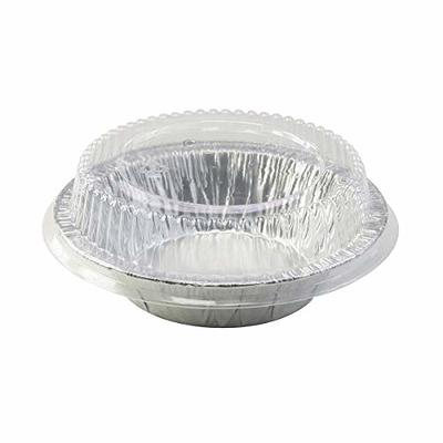 6 Inch Disposable Round Aluminum Foil Take-Out Pans with Plastic Lids Set -  Disposable Tin Containers, Perfect for Baking, Cooking, Catering, Cake