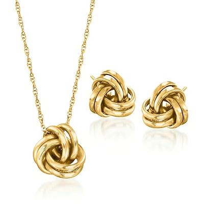 Ross-Simons 14kt Yellow Gold Love Knot Jewelry Set: Necklace and