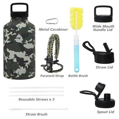 CIVAGO 64 oz Insulated Water Bottle With Straw, Half Gallon Stainless Steel  Sports Water Flask Jug with 3 Lids (Straw, Spout and Handle Lid), Large