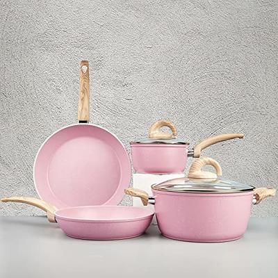 GreenLife Soft Grip Healthy Ceramic Nonstick, Cookware Pots and Pans Set, 16 Piece, Pink