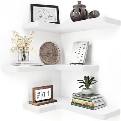 Zaqw 3Pcs Corner Shelves, White Wall Mount Floating Storage Shelf for  Bedroom Living Room Bathroom, Float Corner Display Shelf