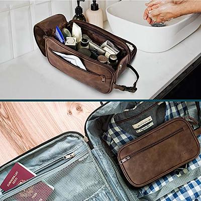 Pavilia Toiletry Bag for Men, Travel Essentials Shaving Dopp Kit, Mens Travel Bag Toiletries Organizer Case for Grooming, PU Leather Water Resistant