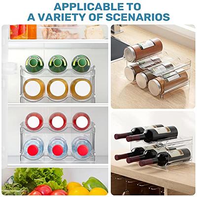 Set of 6 Wine and Water Bottle Organizer, Stackable Plastic Wine Rack Holder for Pantry, Kitchen, Fridge, Ideal Storage for Wine, Soda, Pop and Beer