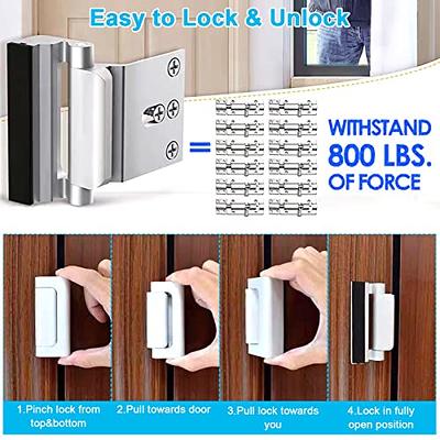 Door Reinforcement Lock Home Security - Door Locks for Kids Safety  Childproof Door Latch Guard with 3 Stop Withstand 800 lbs Inward Swinging  Front Door Upgrade Night Lock Prevent Unauthorized Entry 