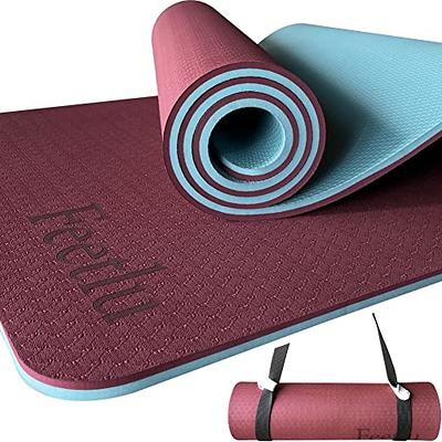 Feetlu Yoga Mat Thick with Strap, 2/5 Inch (10MM) - Extra Thick Yoga Mat  Non Slip