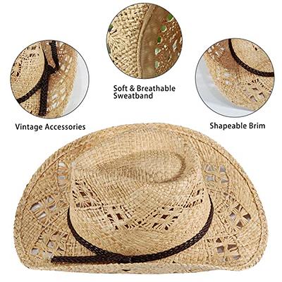 FLUFFY SENSE. Cowboy Hat for Women and Men with Shapeable Wide