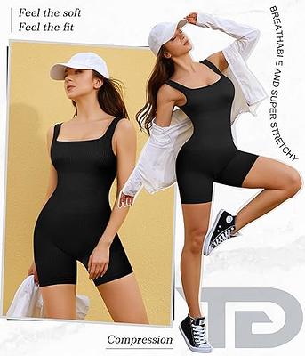Women Workout Jumpsuits Spaghetti Strap Backless Tummy Control Seamless Yoga  Sports Jumpsuit