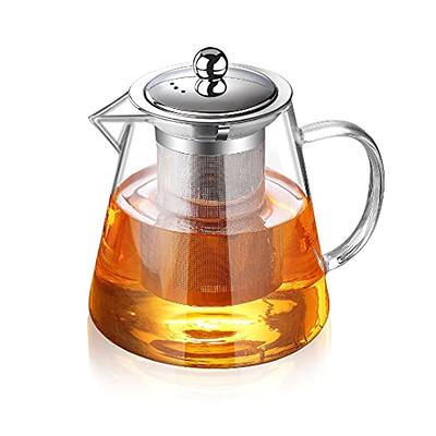 Glass Teapot with Removable Stainless Steel Infuser, Borosilicate Glass Tea  Pot with Strainer,for Blooming Tea & Loose Leaf Tea, Microwave & Stovetop  Safe (33OZ) - Yahoo Shopping