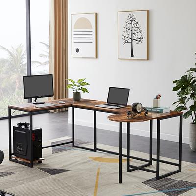 Fitueyes Computer Desk for Small Spaces, Study Writing Desk with Monitor for Corner, Black