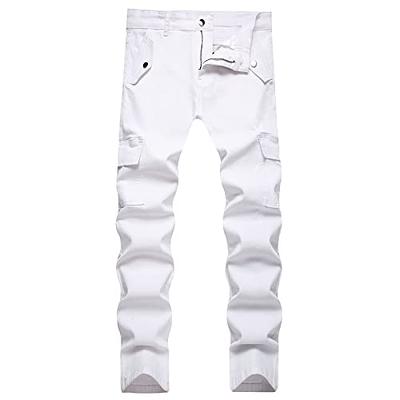 Plaid&Plain Men's Skinny Stretchy Khaki Pants Colored Pants Slim Fit Slacks  Tapered Trousers