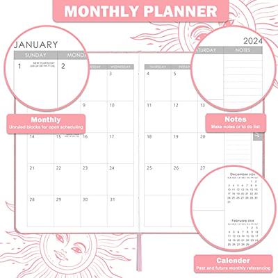 2024 Planner Weekly and Monthly, January - December 2024, 5.75 X 8.25,  Premium Thicke Paper, Inner Pocket, Brown Cover