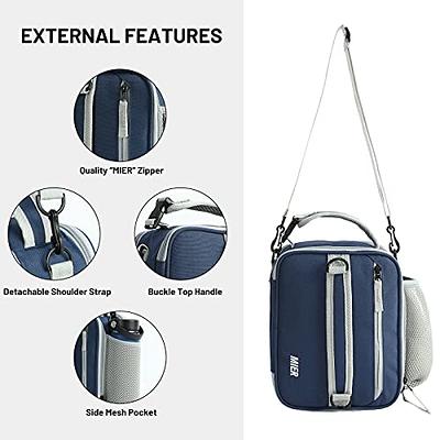 MIER Expandable Lunch Bag Insulated Lunch Box for Men Boys, Navy Blue