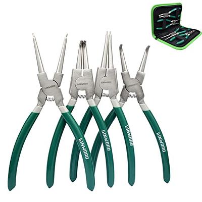 Snap Ring Pliers, Hosrnovo 4 in 1 C Clips Removal Retaining Set for Automotive and Engine Repair, Interchangeable Jaw Head 45 90 and 180 Degree Angled