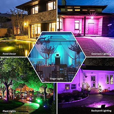 USTELLAR 3 Pack 80W RGB LED Flood Lights 800W Equiv. Outdoor Color