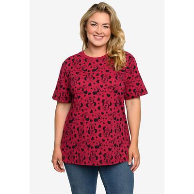 Plus Size Women's Minnie Mouse Hearts All-Over Print T-Shirt Cranberry Red  by Disney in Red (Size 5X (30-32)) - Yahoo Shopping