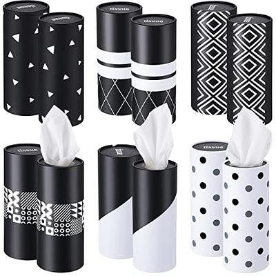 Qilery 16 Pack Car Tissues Boxes Car Tissue Holder Cylinder Car Tissue Box  with Facial Tissues Inspirational Quote Tissues Cube Travel Tissues Round