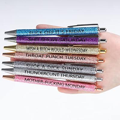 HOTBEST 7 Pcs Funny Seven Days of The Week Pen Describing Mentality, Fun  Ballpoint Pens Daily Pen Set, Weekday Vibes Glitter Pen Set (7 Pcs)