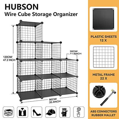 Black Plastic 12-Cube Storage Organizer for Bedroom Office Living