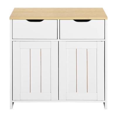 LuxenHome White Wood Storage Cabinet