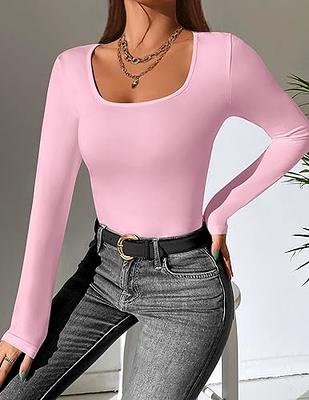 Ekouaer Long Sleeve Tight Shirt Womens Slim Fit Top Stretch Fitted Shirts  Scoop Neck Thermal Undershirts Thermals Tee Beige,Coffee S - Yahoo Shopping