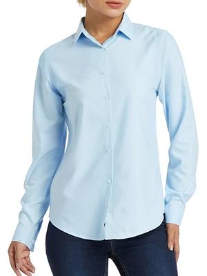 Women's 3/4 Sleeve Button Down Shirt in Blue - S at  Women's