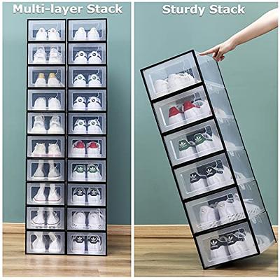 SEE SPRING 6 Pack Shoe Storage Box, Clear Plastic Stackable Shoe Organizer  for Closet, X-Large Shoe Containers Bins Holders for Display Sneaker Fit up