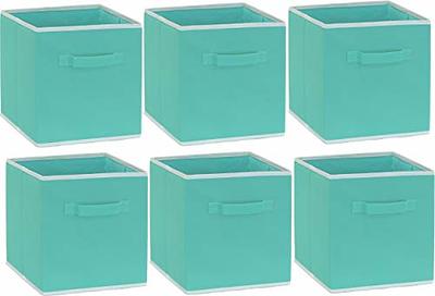 6 Pack - SimpleHouseware Foldable Cube Storage Bin, Grey 