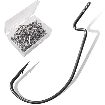 Offset-Worm-Hooks-for-Bass-Fishing-Rubber-Worms-Ewg-Wide-Gap-Bass-Hooks  Freshwater Texas Rig