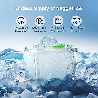 Countertop Nugget Ice Maker, 33lbs/24H, Chewable Pebble Ice, Auto Self  Cleaning, Crushed Pellet Ice Makers for Home, Kitchen, Office