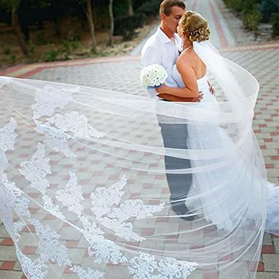 Wedding Veils Tulle Long Bridal Veil Two Layer Long Face Cover Veil L:3M W/  Comb