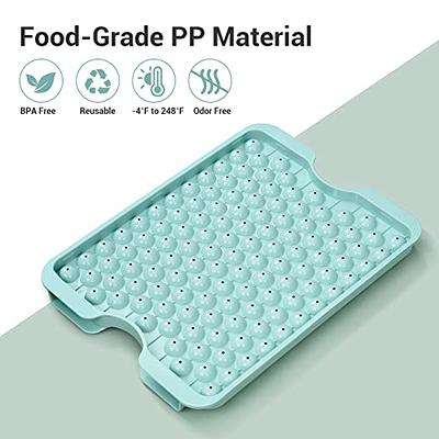 Round Ice Cube Tray with Lid,Plastic Ice Cube Mold,Refrigerator Spherical  Ice Box,Mini Ice Mold Kitchen Tools,1Pcs,Blue