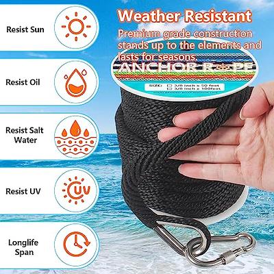 Anchor Rope 50 Ft 3/8 in, Premium Solid MFP Braid Anchor Line with Heavy  Duty 316 Stainless Steel Thimble & Snap Hook, Boat Anchor Rope Marine Rope  for Anchor and Boat - Black - Yahoo Shopping