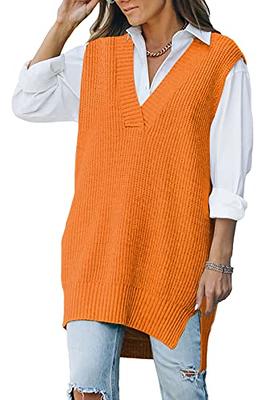 Viottiset Women's Oversized V Neck Knit Sweater Vest Tunic Sleeveless  Pullover Top : : Clothing, Shoes & Accessories