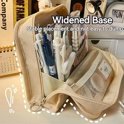 Big Capacity Pencil Case 3 Compartments Large Pencil Pouch Pen Bag Pencil  Box Holder Organizer Simple Storage Aesthetic Stationery Cosmetic for  Adults