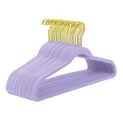 Cozymood Purple Velvet Hangers Felt Hangers 60 Pack, Thin Hangers