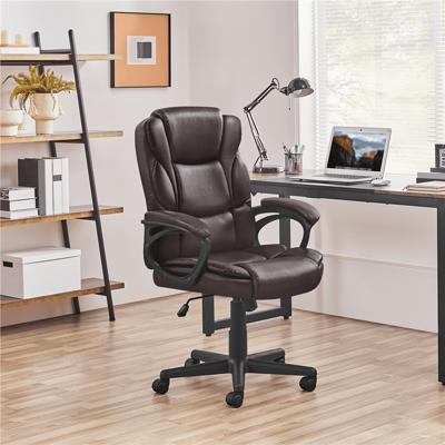 Lacoo Faux Leather High-Back Ergonomic Executive Office Chair with Foot Rest,  Brown 