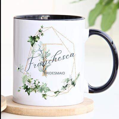 Botanical Monogram Coffee Mug with Name