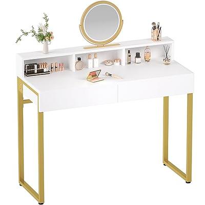 ODK 40 Inch Small Desk with Fabric Drawers- for Bedroom, White Vanity Desk  with Storage, Home Office Computer Desk for Small Spaces, Modern Work  Writing Study Table, White - Yahoo Shopping