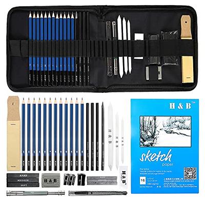 Norberg & Linden Drawing Set - Sketching and Charcoal Pencils - 100 Page  Drawing Pad, Kneaded Eraser. Art Kit and Supplies for Kids, Teens and Adults