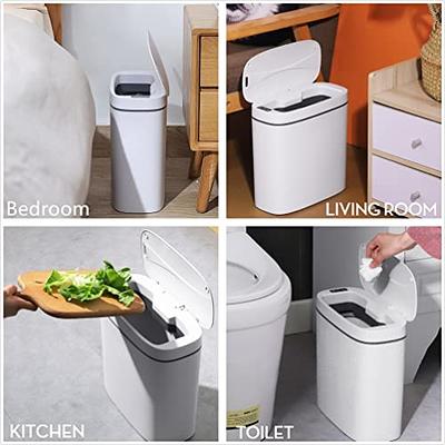 Automatic Trash Can Touchless Bathroom Small Garbage Can with Lid, 4.2  Gallon Slim Smart Motion Sensor Trash Bin for Bedroom, Kitchen, Living  Room, with 10 Pack Drawstring Garbage Bags (Grey)..$39.99 For