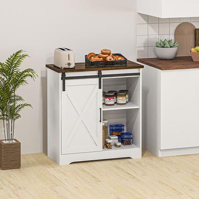 HOMCOM Buffet Cabinet with Storage, Kitchen Sideboard with 2-Layer Wood Countertop, Adjustable Shelves and Drawers, White