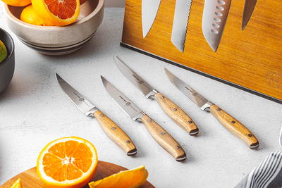 Rada Cutlery Oak Block 7 Pc Stainless Steel Kitchen Knife Set with  Aluminum