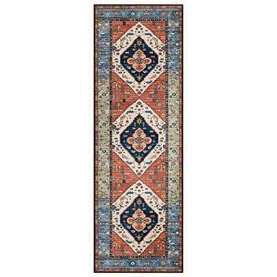 Boho Persian Runner Rug, Washable Distressed Hallway Runner