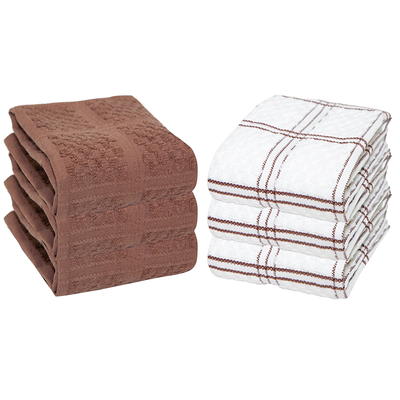 Sloppy Chef Premier Kitchen Towels (Pack of 6),15x25 in, Striped Popcorn  Pattern, Brown & White, Cotton - Yahoo Shopping