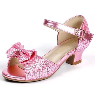 GIRLS MID LOW HEEL PARTY MARY JANE GLITTER EVENING SANDALS WEDDING SHOES  SIZE US | eBay